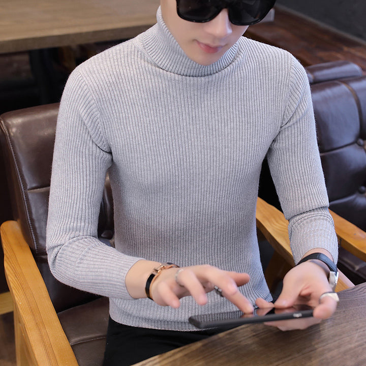 Herren Stehkragenpullover aus feinem Rippstrick Echoarchiv