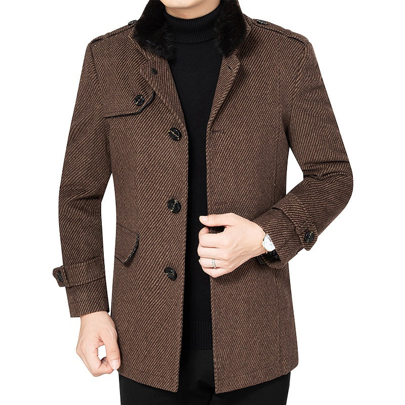 Herren Eleganter Mantel aus Rippstoff Echoarchiv