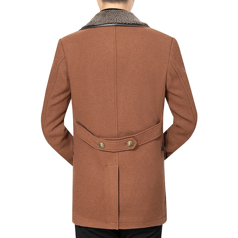Herren Doppelreihenjacke aus Stoff mit Fleecevkragen Echoarchiv