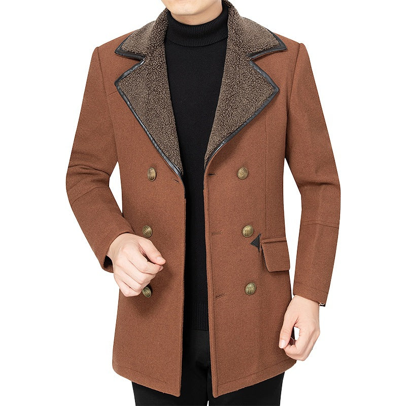 Herren Doppelreihenjacke aus Stoff mit Fleecevkragen Echoarchiv