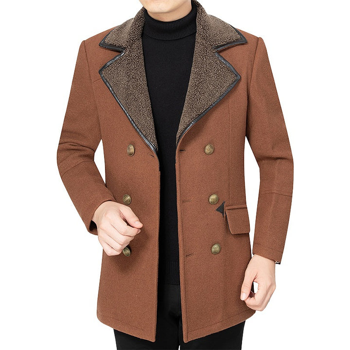Herren Doppelreihenjacke aus Stoff mit Fleecevkragen Echoarchiv