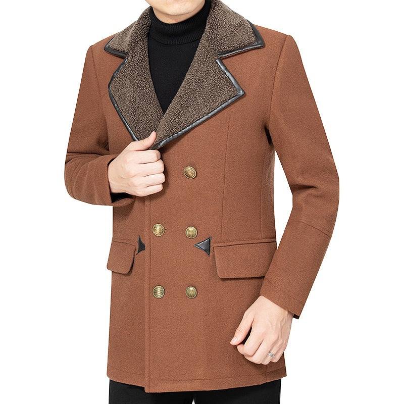 Herren Doppelreihenjacke aus Stoff mit Fleecevkragen Echoarchiv