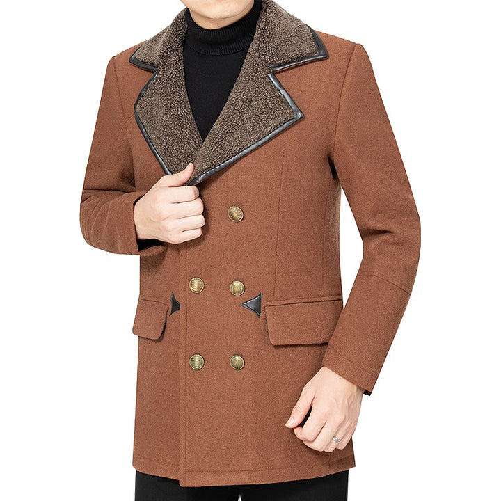 Herren Doppelreihenjacke aus Stoff mit Fleecevkragen Echoarchiv