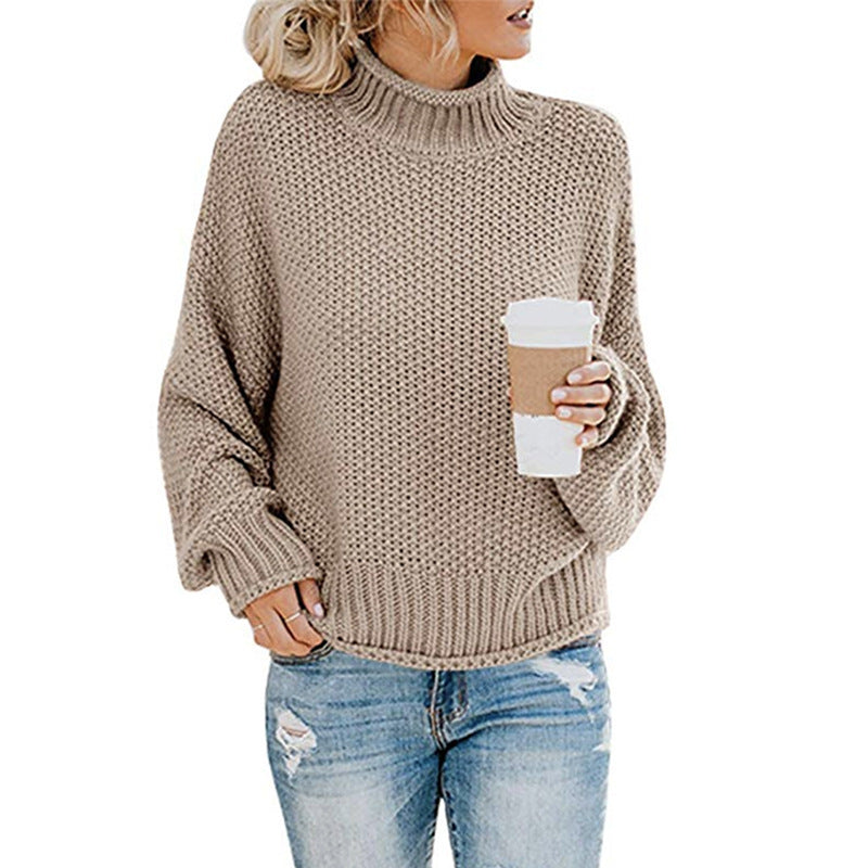 Damen nan Oversize Strickpullover mit Rollkragen, grobem Strukturstrick und Ballonärmeln Echo Archiv