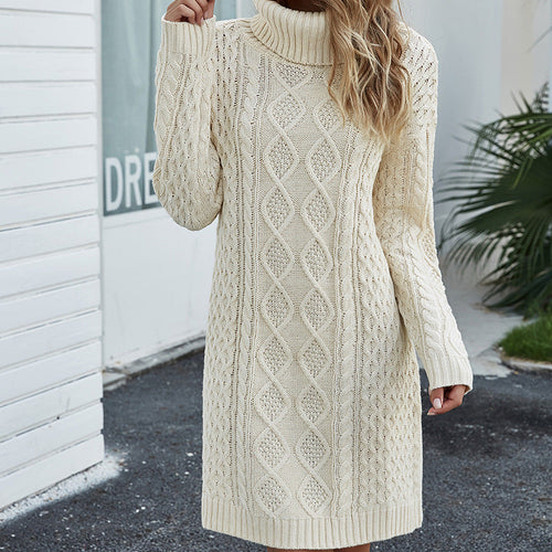Beiges Strickkleid für Damen