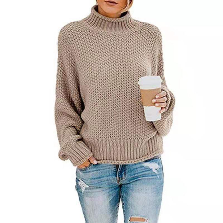 Damen Grobgestrickter Boxy-Rollkragenpullover mit strukturierter Waffeloptik und geripptem Saum Echo Archiv