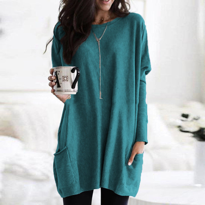 Damen nan oversized Longshirt mit Kontrastblock und aufgesetzten Taschen Echo Archiv