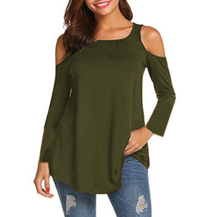 Damen Off-Shoulder Langarm Tunika mit asymmetrischem Saum Echoarchiv