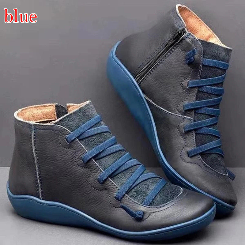 Damen nan Komfort-Stiefelette mit elastischer Zierschnürung gepolstertem Fußbett und seitlichem Reißverschluss Echo Archiv