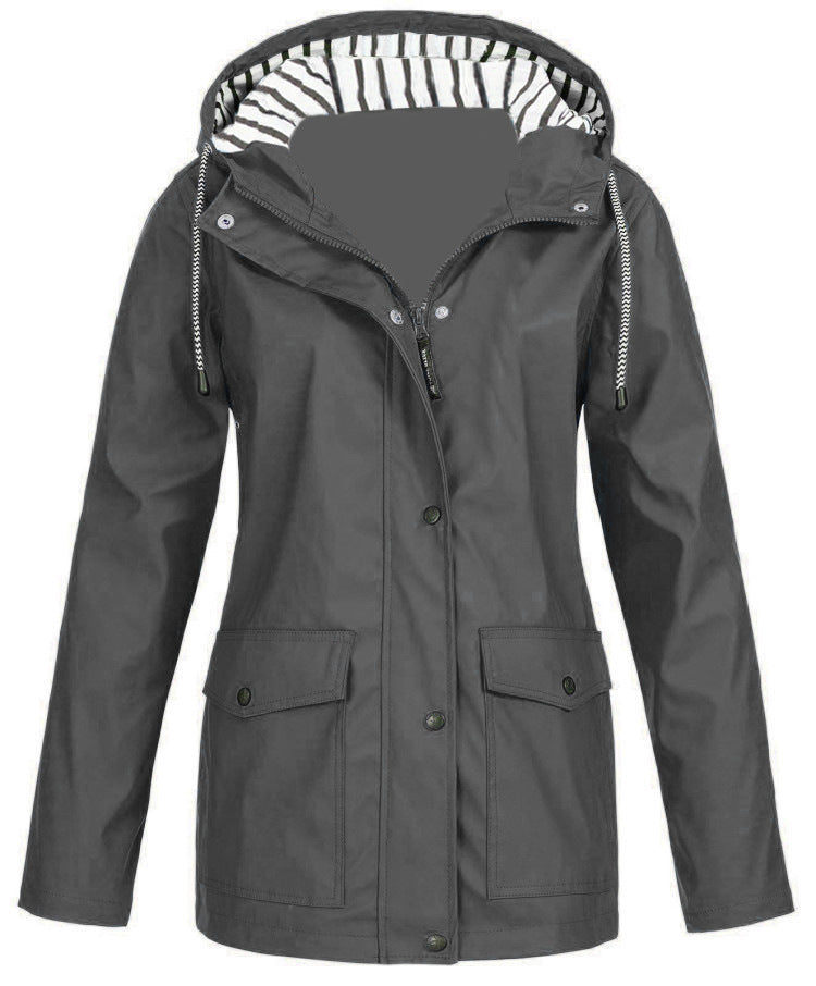 Damen nan wasserdichter Parka mit Kapuze, Kordelzug und aufgesetzten Taschen Echo Archiv