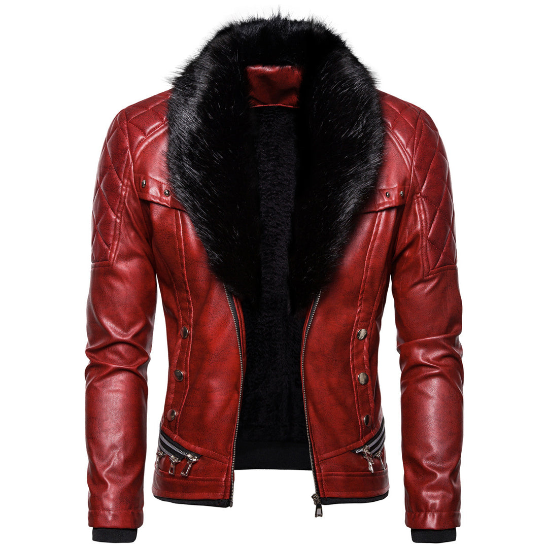 Herren Kunstlederjacke mit luxuriösem Fellkragen Echoarchiv