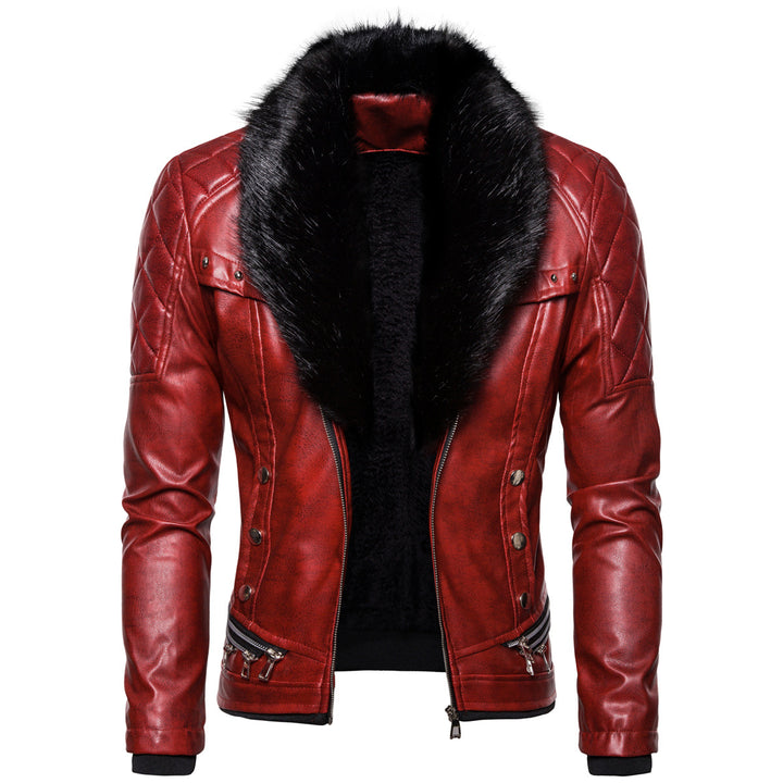 Herren Kunstlederjacke mit luxuriösem Fellkragen Echoarchiv