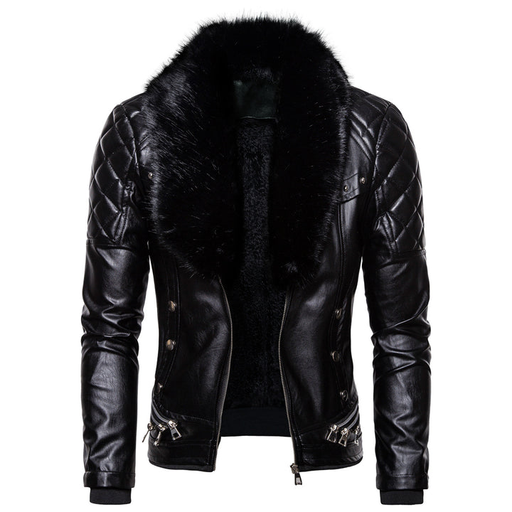 Herren Kunstlederjacke mit luxuriösem Fellkragen Echoarchiv