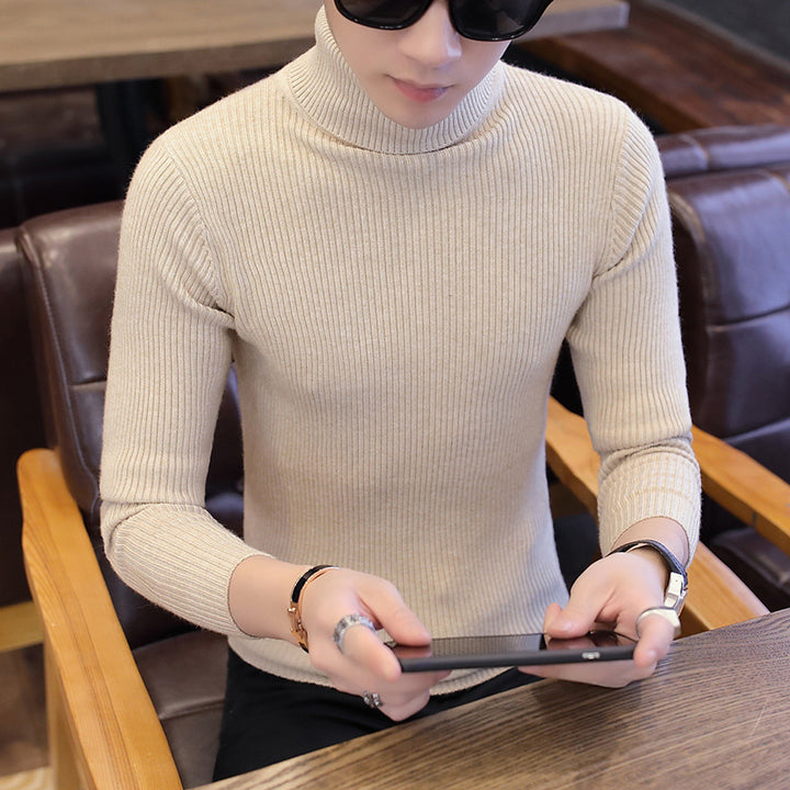 Herren Stehkragenpullover aus feinem Rippstrick Echoarchiv