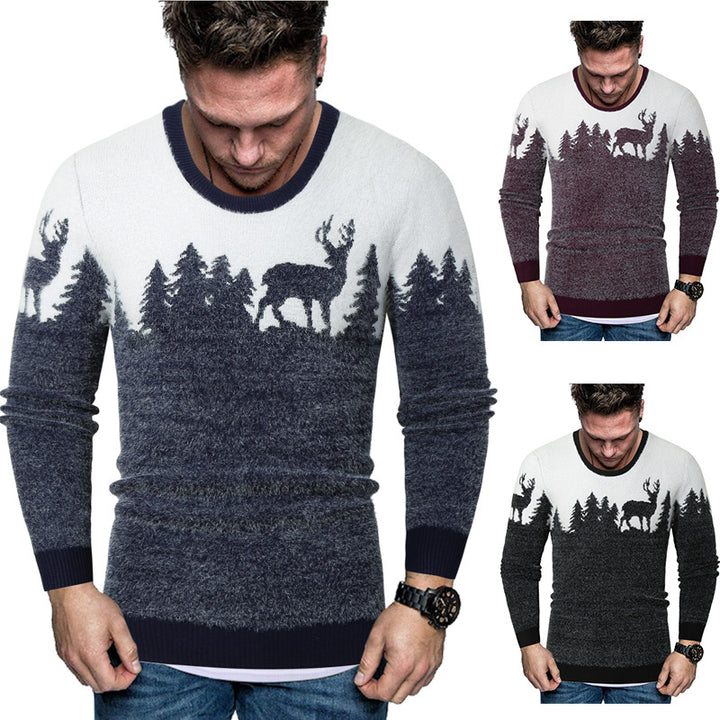 Herren Pullover mit kreativem Tiermotiv und warmen Materialien Echoarchiv