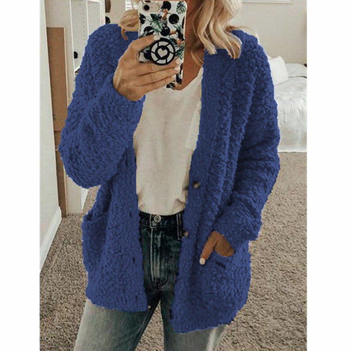 Damen nan locker geschnittener Teddy-Flausch-Cardigan mit dezenter Knopfleiste und aufgesetzten Eingrifftaschen Echo Archiv
