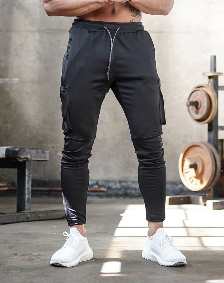 Herren Multifunktionale Slim-Fit Jogginghose mit seitlichen Reißverschlusstaschen und elastischem Bund Echoarchiv