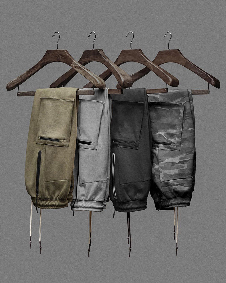 Herren Multifunktionale Slim-Fit Jogginghose mit seitlichen Reißverschlusstaschen und elastischem Bund Echoarchiv
