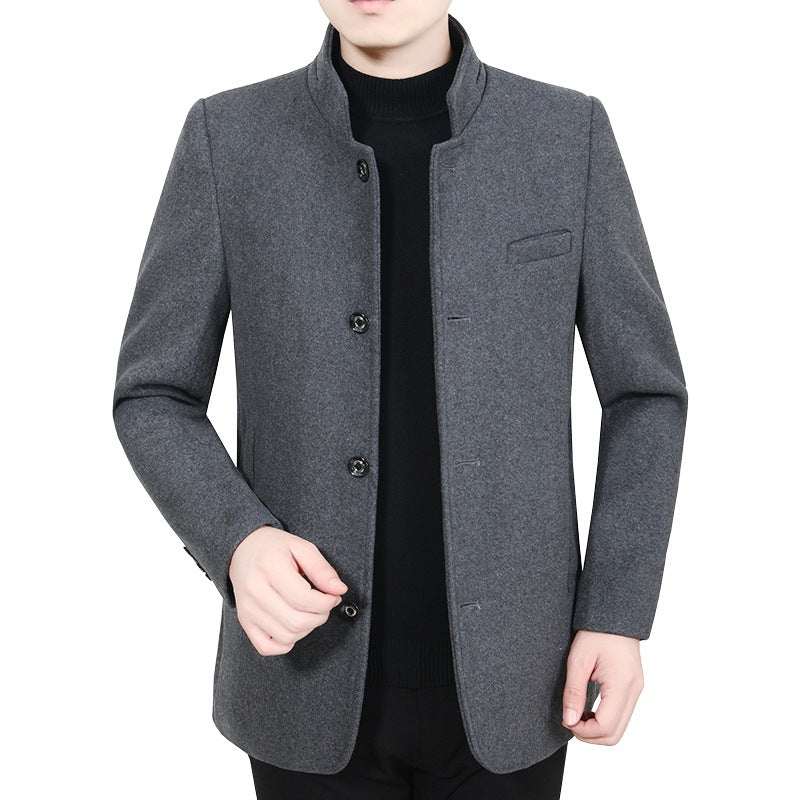Herren Eleganter Stehkragen-Kurzmantel mit kontrastierendem Musterfutter – Montevé