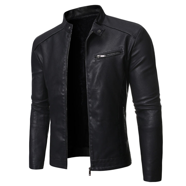 Herren modische Bikerjacke aus hochwertigem Leder mit asymmetrischem Reißverschluss und praktischen Taschen Echoarchiv