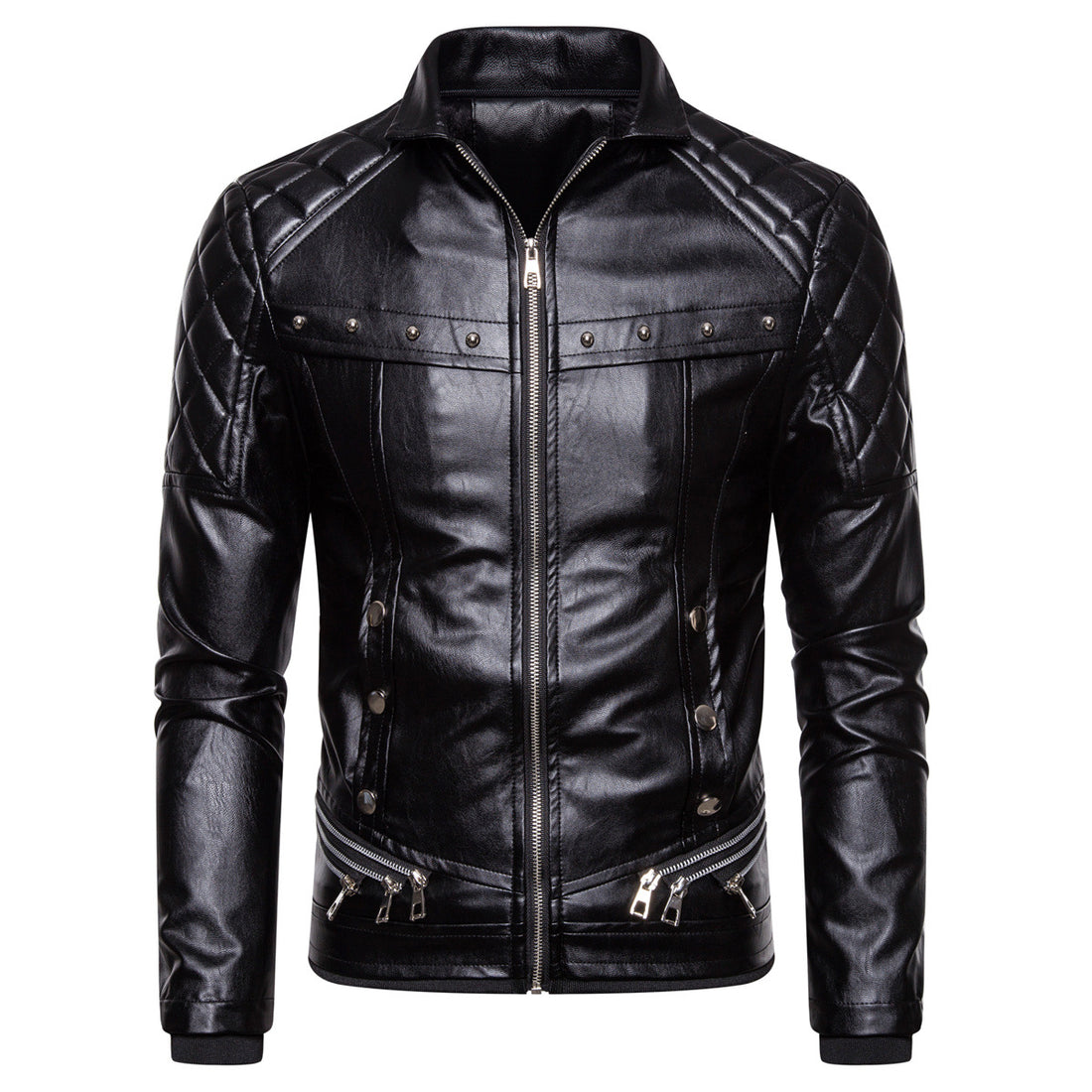 Herren Biker-Lederjacke im Vintage-Look mit gesteppter Schulter und breitem Kunstfellkragen Echo Archiv