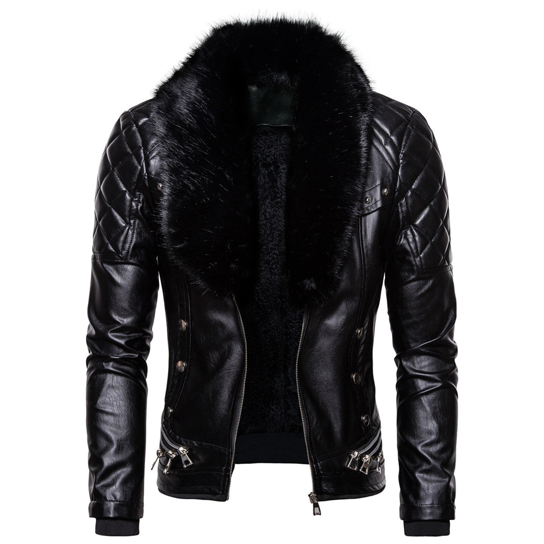 Herren Kunstlederjacke mit luxuriösem Fellkragen Echoarchiv