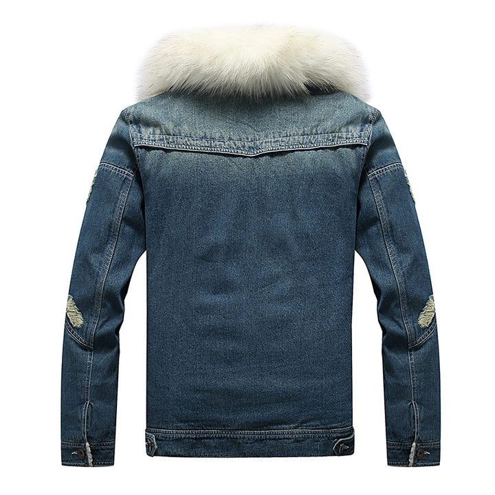 Herren Denimjacke mit Sherpa-Innenfutter und abnehmbarem Kunstfellkragen Echoarchiv