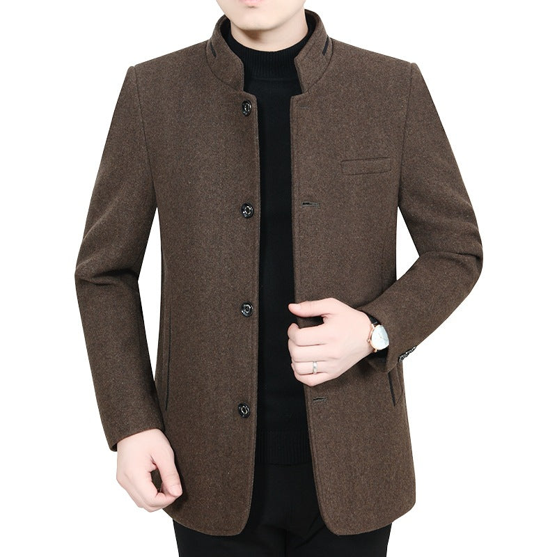 Herren Eleganter Stehkragen-Kurzmantel mit kontrastierendem Musterfutter – Montevé