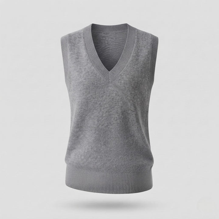 Damen Ärmellose Mohair‑Optik Longweste mit tiefem V‑Ausschnitt und weichem Fall Echoarchiv