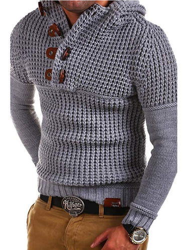 Herren Strickpullover mit kapuze und Holzknöpfen Echoarchiv