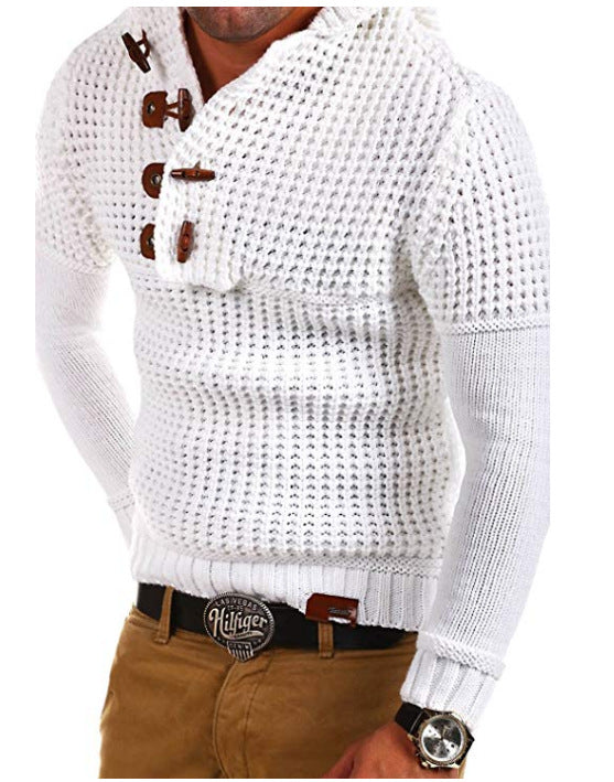 Herren Strickpullover mit kapuze und Holzknöpfen Echoarchiv