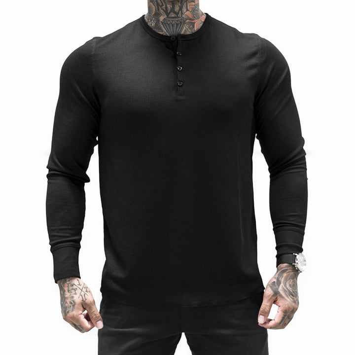 Herren elegantes Langarmshirt mit Knopfverschluss Echoarchiv