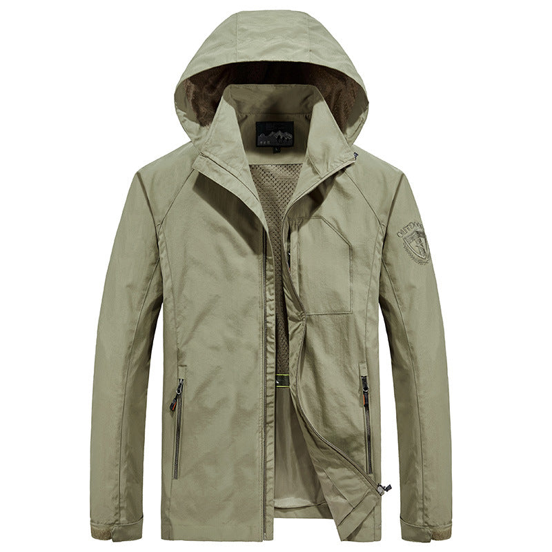 Herren Leichte Softshell-Outdoorjacke mit Kapuze, atmungsaktivem Meshfutter und Reißverschlussbrusttasche Echoarchiv