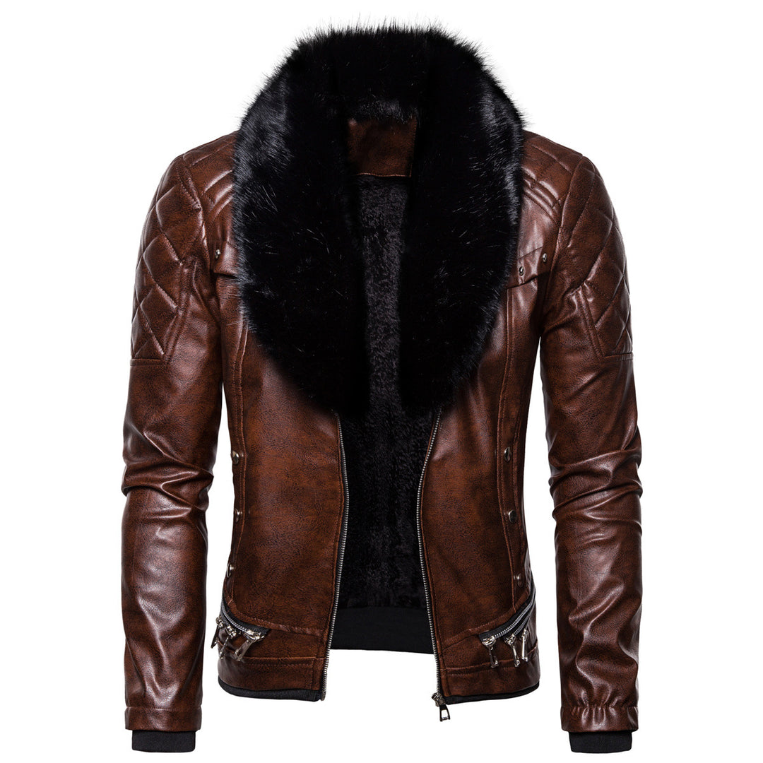 Herren Kunstlederjacke mit luxuriösem Fellkragen Echoarchiv