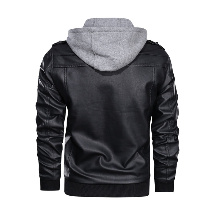 Herren Lederimitat-Bomberjacke mit Kapuzeneinsatz im Sweat-Look & Utility-Details Echoarchiv