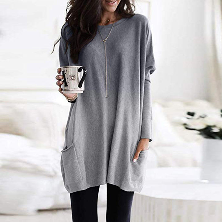 Damen Übergröße Stricktunika mit Ombre-Effekt und Patttaschen – Mavelle