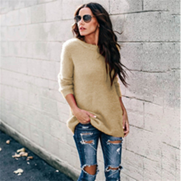 Damen nan kuscheliger Oversize-Strickpullover mit Rundhalsausschnitt Hoch-Tief-Saum und Seitenschlitzen Echo Archiv