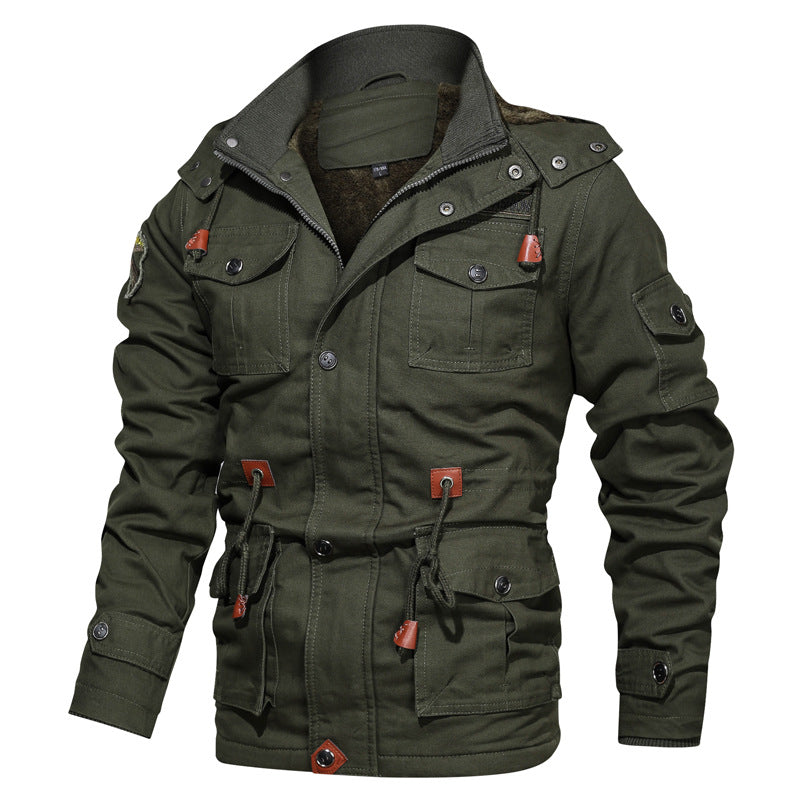 Herren Militärinspirierter Canvas-Parka mit Teddyfleece-Innenfutter und verstellbarem Taillenzug Echo Archiv