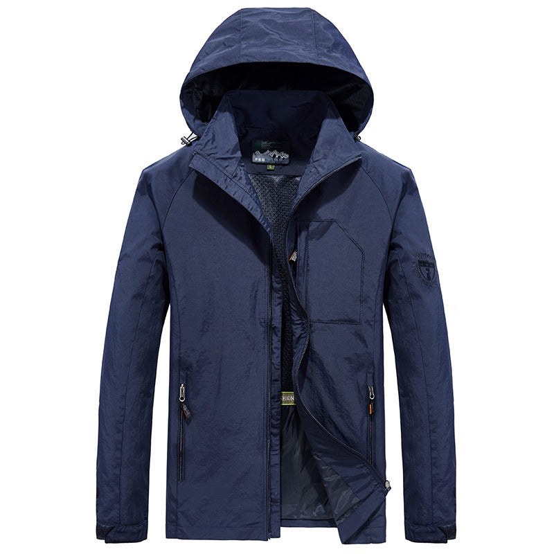 Herren Leichte Softshell-Outdoorjacke mit Kapuze, atmungsaktivem Meshfutter und Reißverschlussbrusttasche Echoarchiv