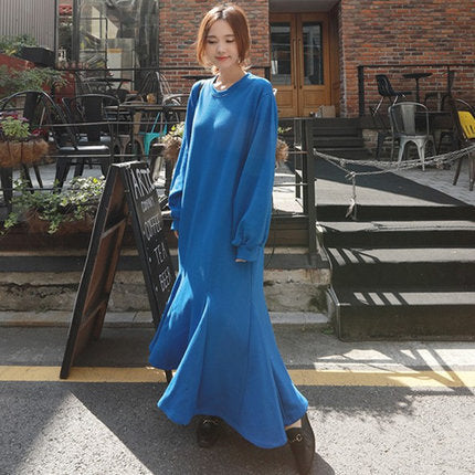 Damen Oversize-Fleece-Maxikleid mit Kapuze und Eingrifftaschen Echoarchiv