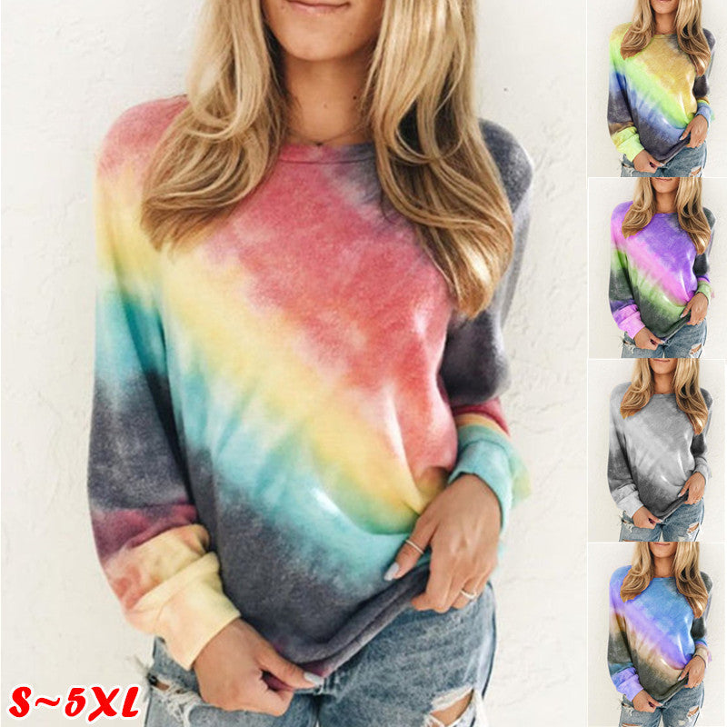 Damen Oversize Tie-Dye Sweatshirt mit Rundhalsausschnitt und weichem Fleece-Futter – Mavelle