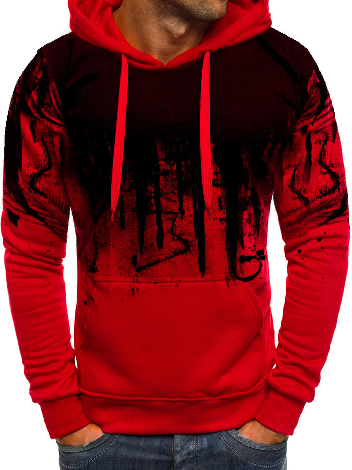 Herren Kapuzenpullover mit verlaufendem Drip-Print, Kängurutasche und kontrastierender Kapuzenfütterung – Cavarno