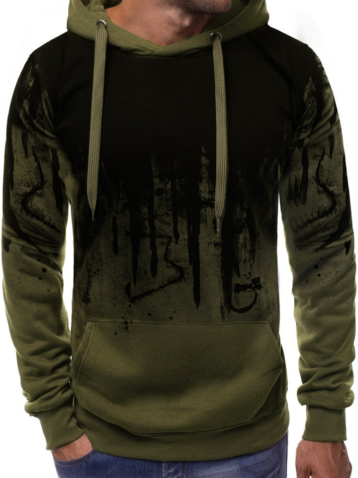 Herren Kapuzenpullover mit verlaufendem Drip-Print, Kängurutasche und kontrastierender Kapuzenfütterung – Cavarno