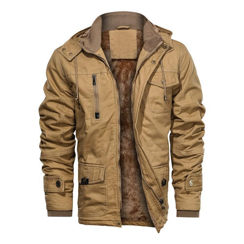 Herren Gefütterte Feldjacke mit Teddyfutter, Winddichtem Canvas & Mehrfach-Taschen Echoarchiv