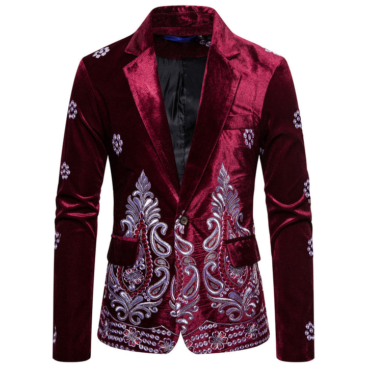 Herren edler Brokatblazer mit kunstvollem Stickdesign und luxuriösem Innenfutter Echoarchiv