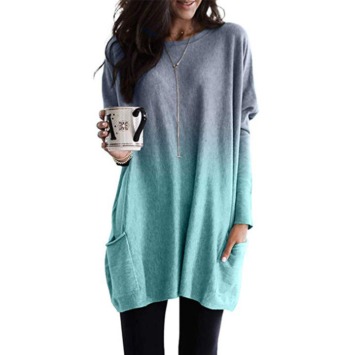 Damen Übergröße Stricktunika mit Ombre-Effekt und Patttaschen – Mavelle