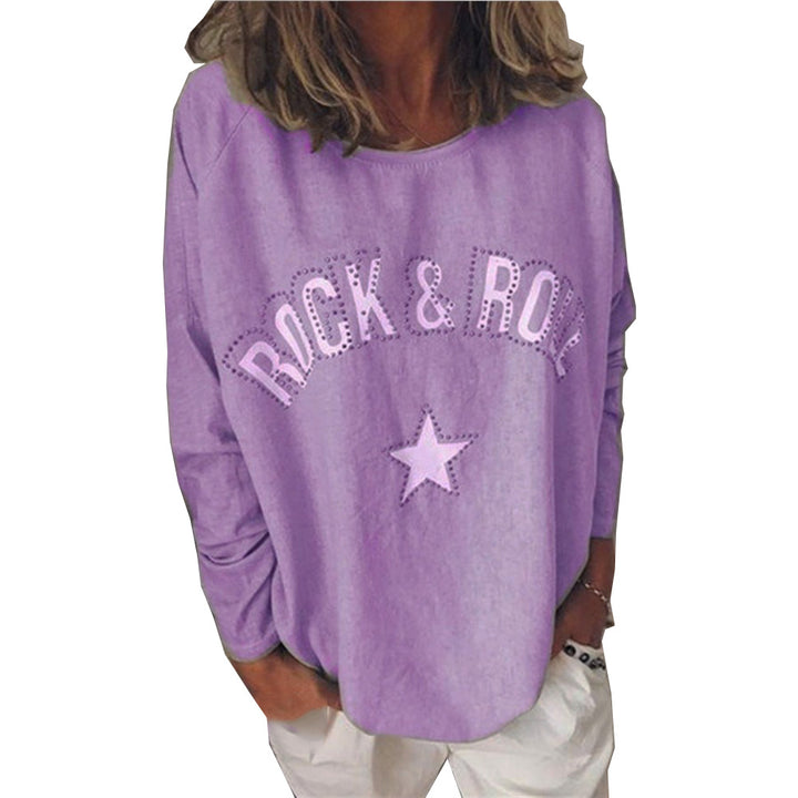 Damen Oversize-Sweatshirt mit Rock-and-Roll-Print und Sternapplikation Echoarchiv