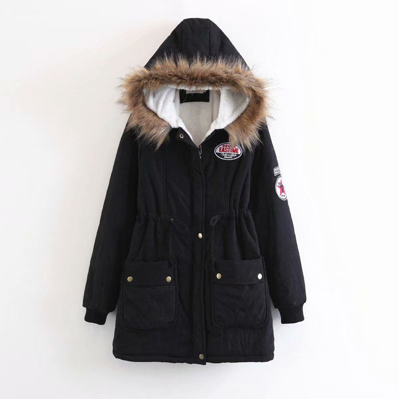 Damen Langer Utility-Parka mit Teddyfutter, Kapuze mit Kunstfell und Kordelzug – Avérine