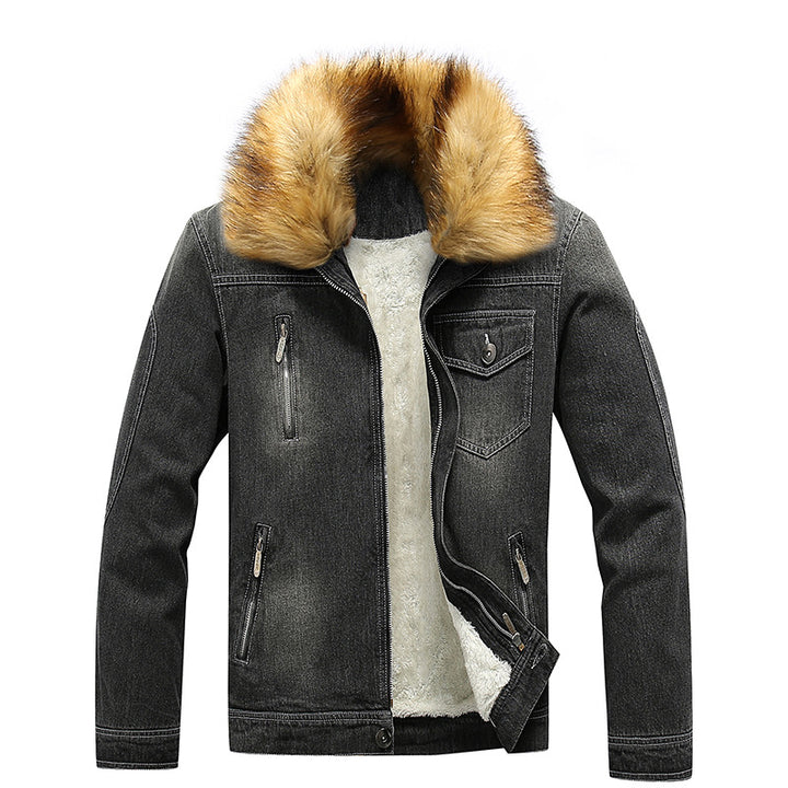 Herren Denimjacke mit Sherpa-Innenfutter und abnehmbarem Kunstfellkragen Echoarchiv
