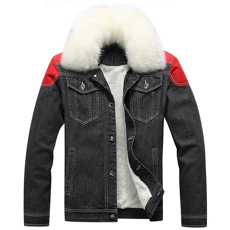 Herren Jeansjacke mit Teddyfutter, Kunstfellkragen und Used-Details Echoarchiv